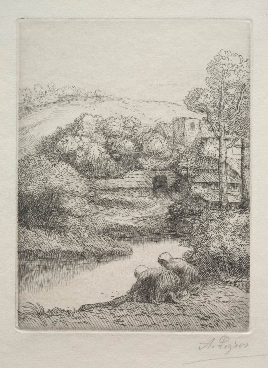 De Wasplaats, genaamd De Wasvrouwen door Alphonse Legros