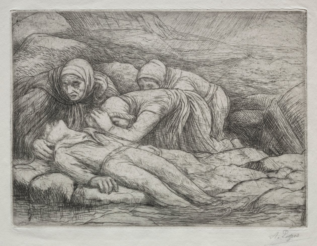 Triomf van de Dood: De Dood bij een familie van zeelieden door Alphonse Legros