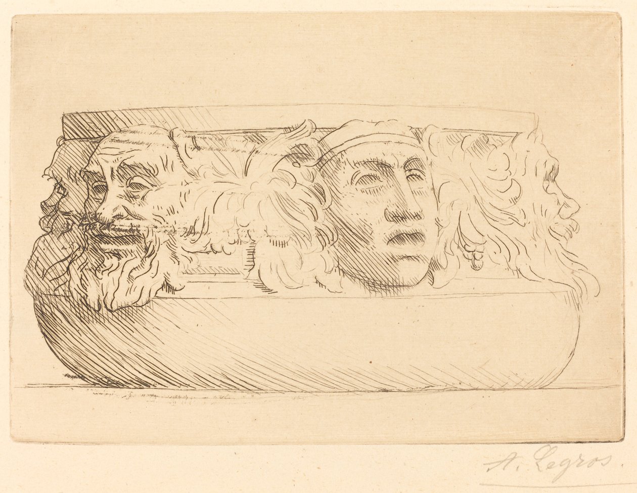 Vaas met grotesken door Alphonse Legros
