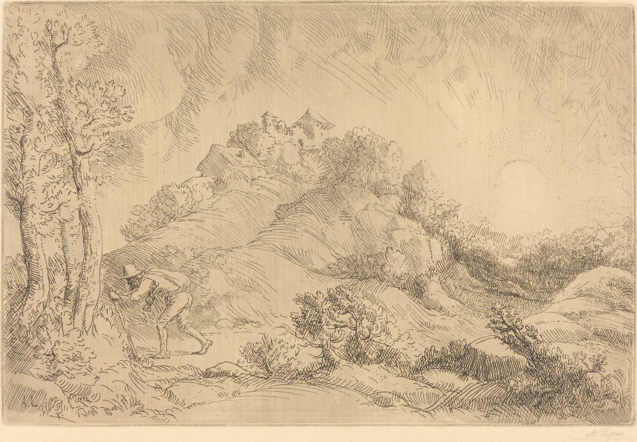 Uitzicht op een Boerderij La ferme de Beauchamp door Alphonse Legros