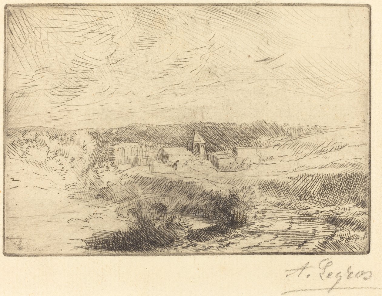 Dorp van Wimille, nabij Boulogne door Alphonse Legros