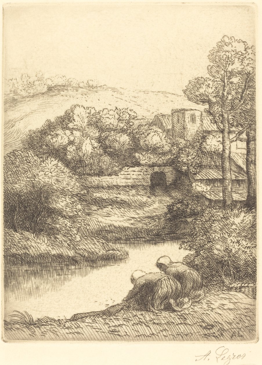 Het washuis, genaamd "De Wasvrouwen" door Alphonse Legros