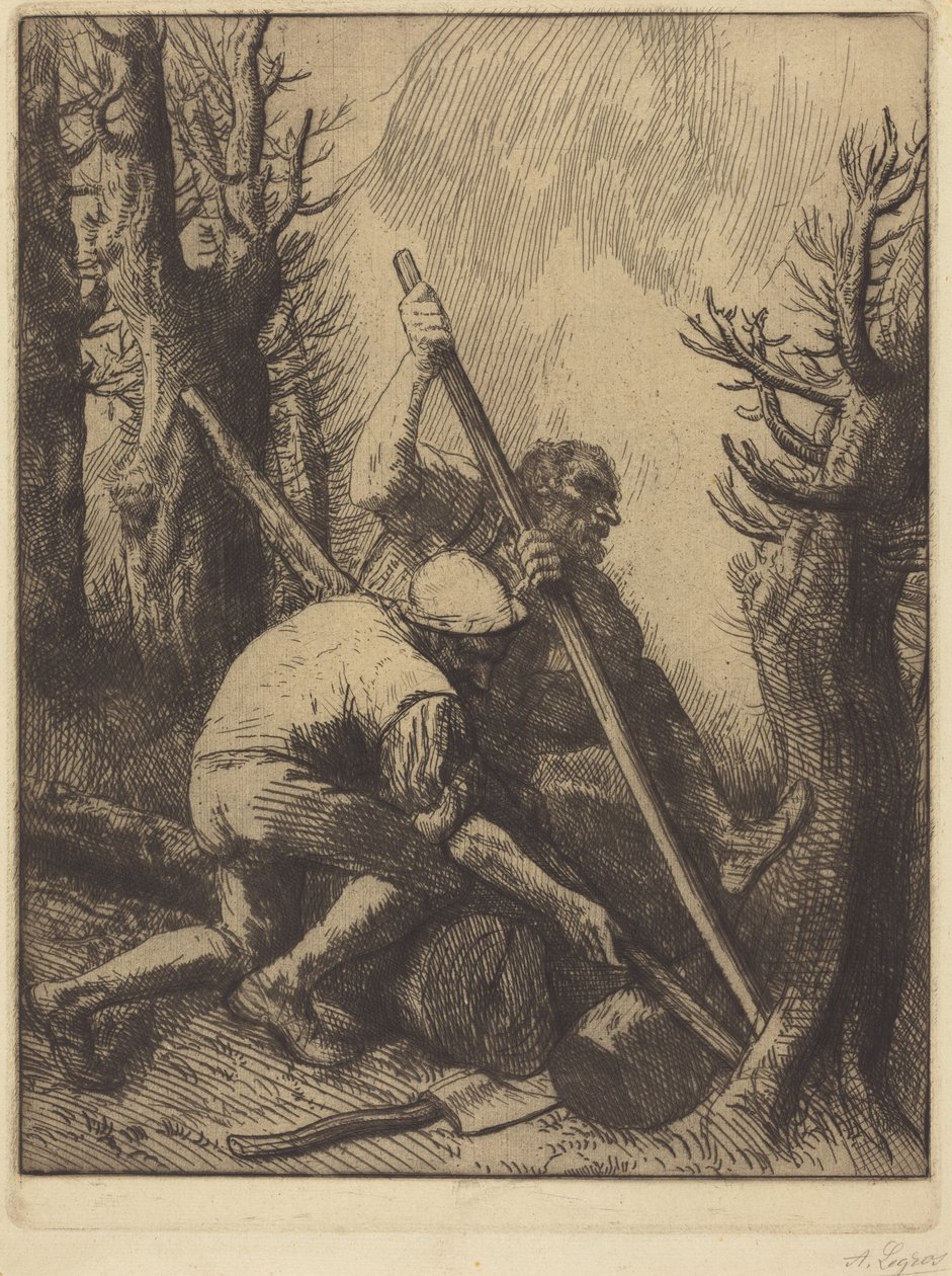 Woodcutters, 3e plaat (De houthakkers) door Alphonse Legros
