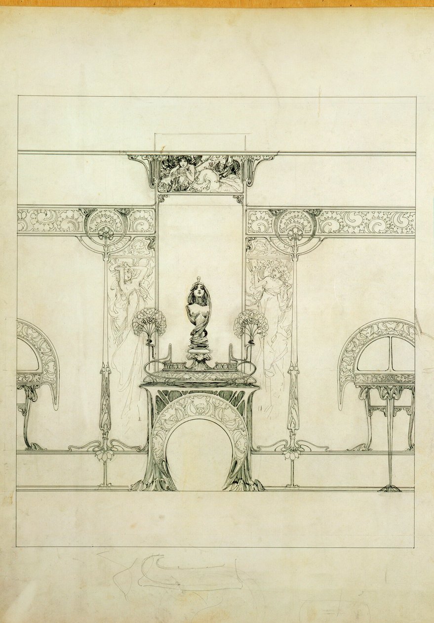 Ontwerp voor de boetiek van juwelier Fouquet ... door Alphonse Marie Mucha