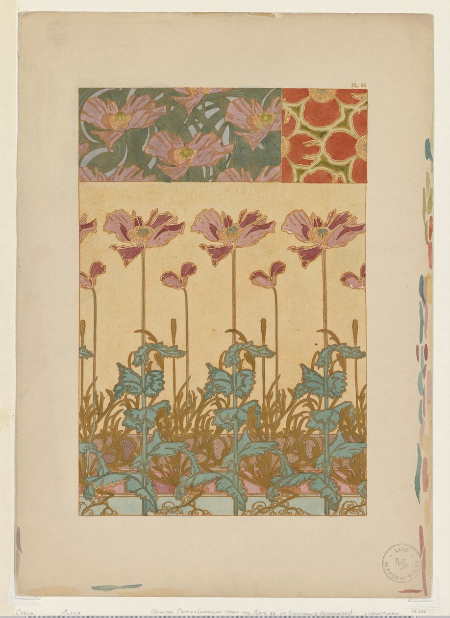 Documents Decoratifs: Oosterse papavers door Alphonse Mucha
