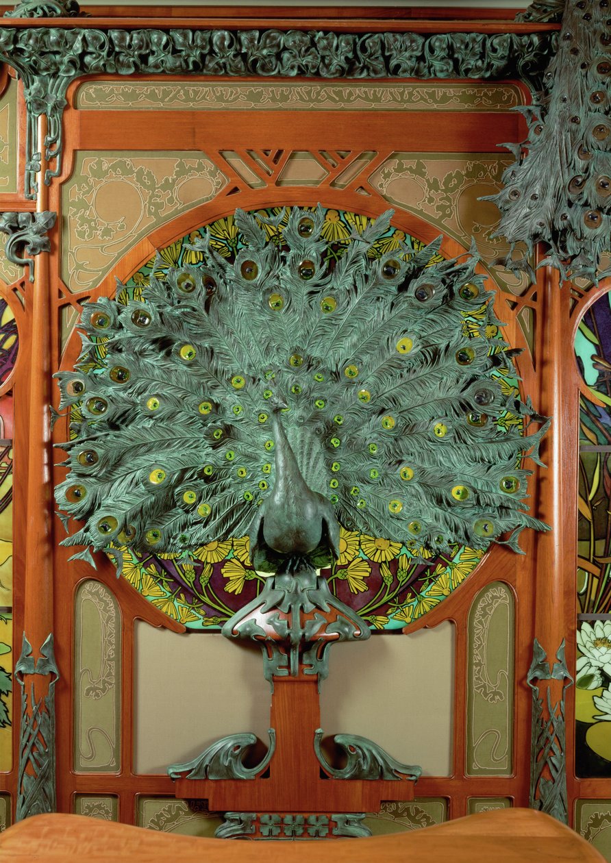 Pauw, centraal paneel van de decoratie van de winkel van juwelier Fouquet (brons) door Alphonse Marie Mucha