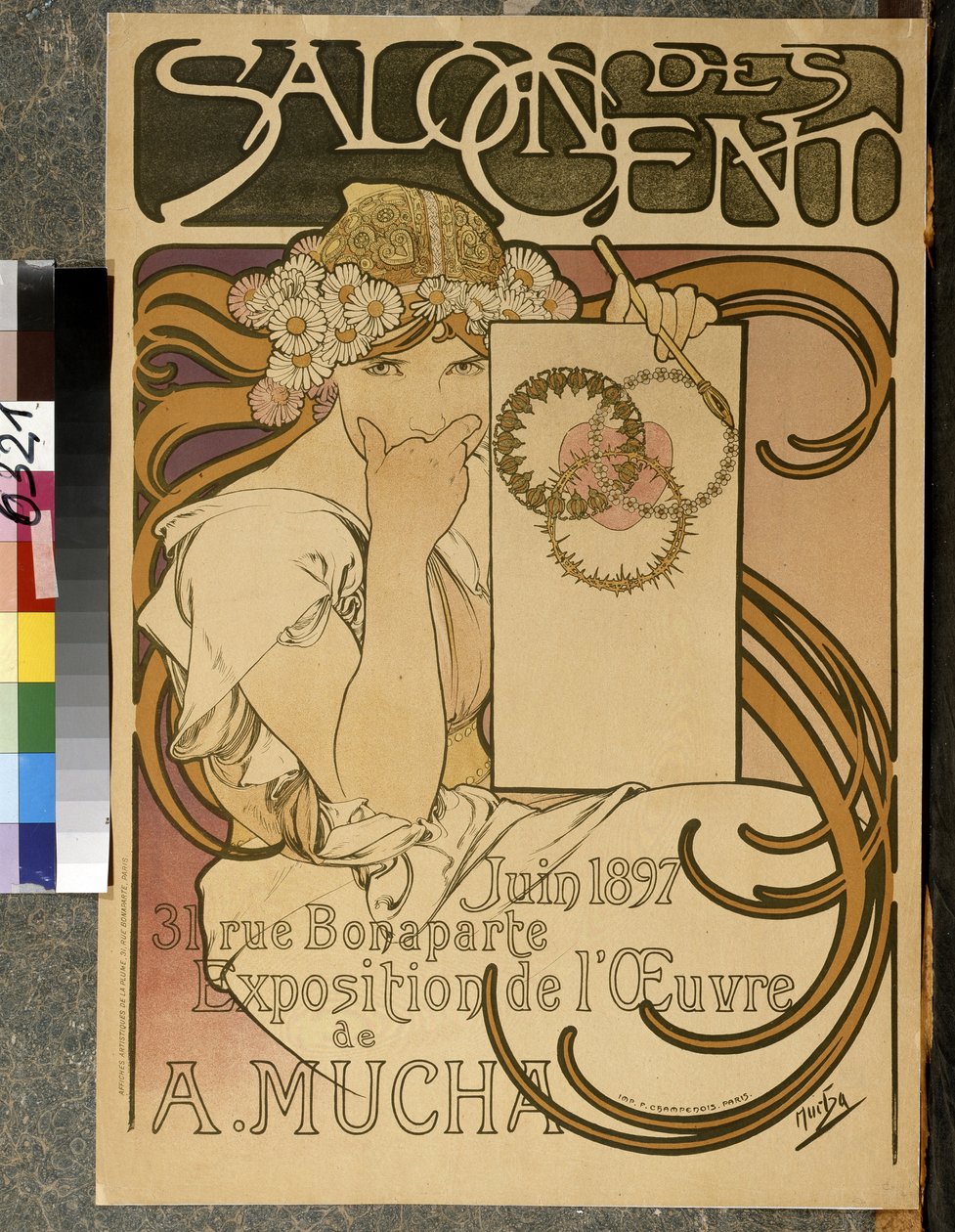 Poster voor de tentoonstelling van A. Mucha in de Salon des Cent, 31 rue Bonaparte in Parijs, juni 1897 door Alphonse Mucha