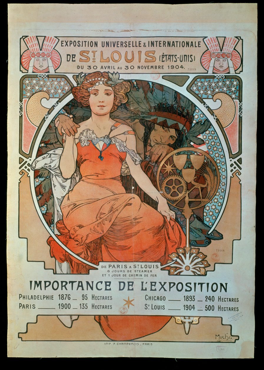 Affiche voor de Universele en Internationale Tentoonstelling ... door Alphonse Marie Mucha