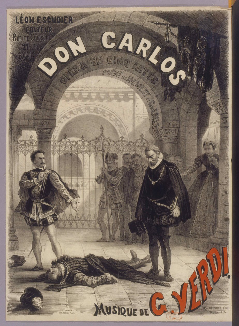 Poster voor de opera Don Carlos door Giuseppe Verdi, 1867 door Alphonse Marie Neuville de
