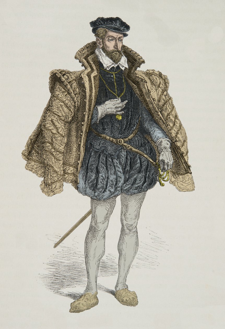 Portret van Gaspard de Coligny (Gravure) door Alphonse Marie de Neuville