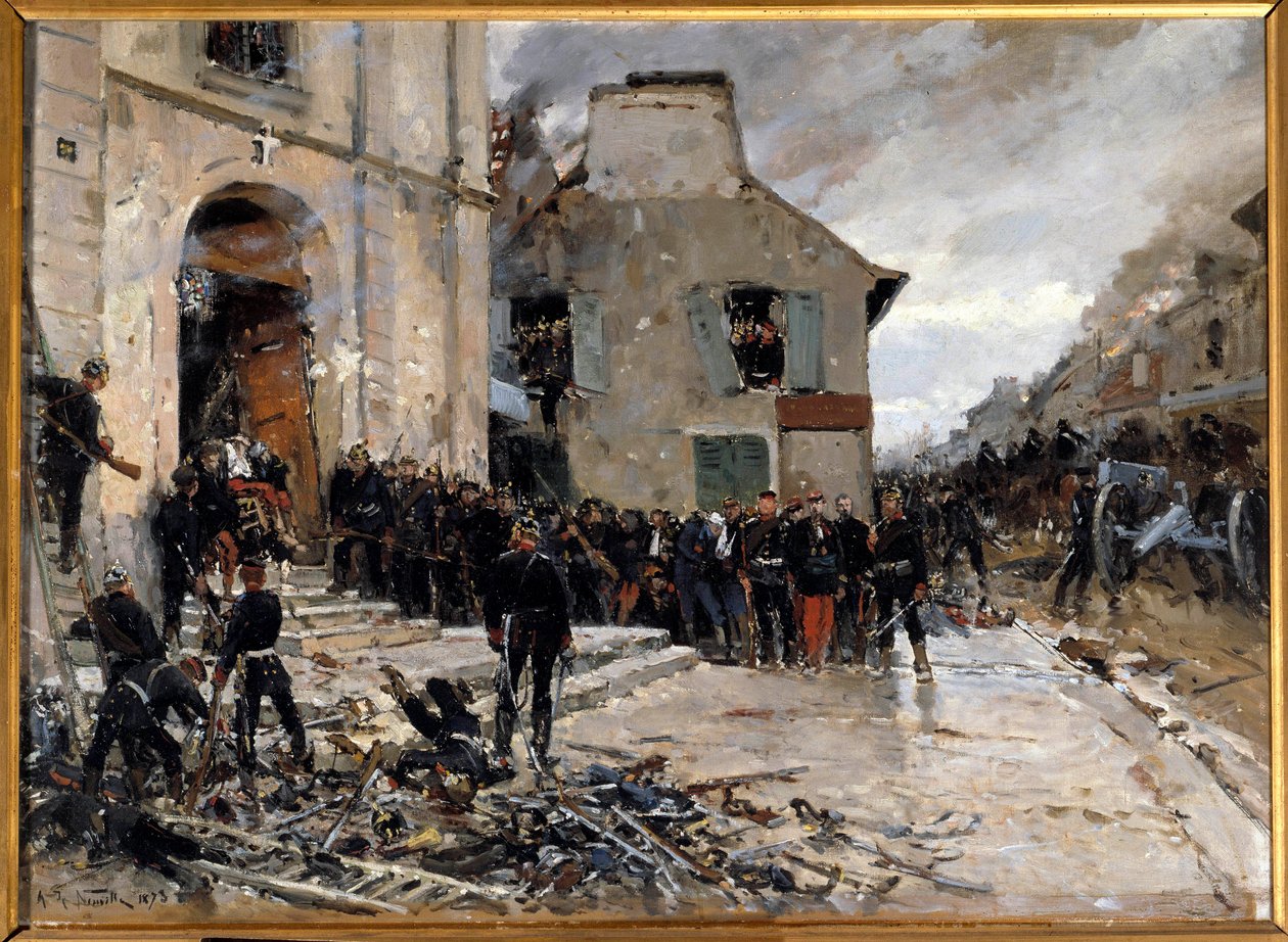 Oorlog van 1870-1871 en beleg van Parijs door de Pruisen: De strijd van Le Bourget, 30/10/1870 door Alphonse Marie de Neuville
