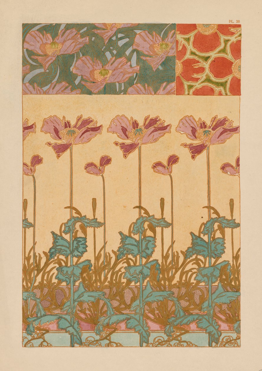 Documents Decoratifs: Orientalische Mohnblumen door Alphonse Mucha