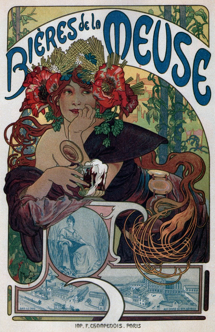 Poster voor de Bieres de la Meuse, 1897 door Alphonse Mucha
