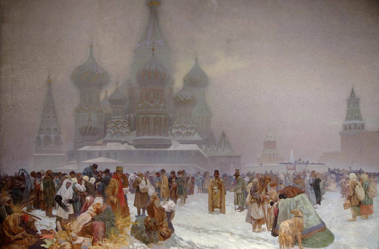 De afschaffing van de lijfeigenschap in Rusland door Alphonse Mucha