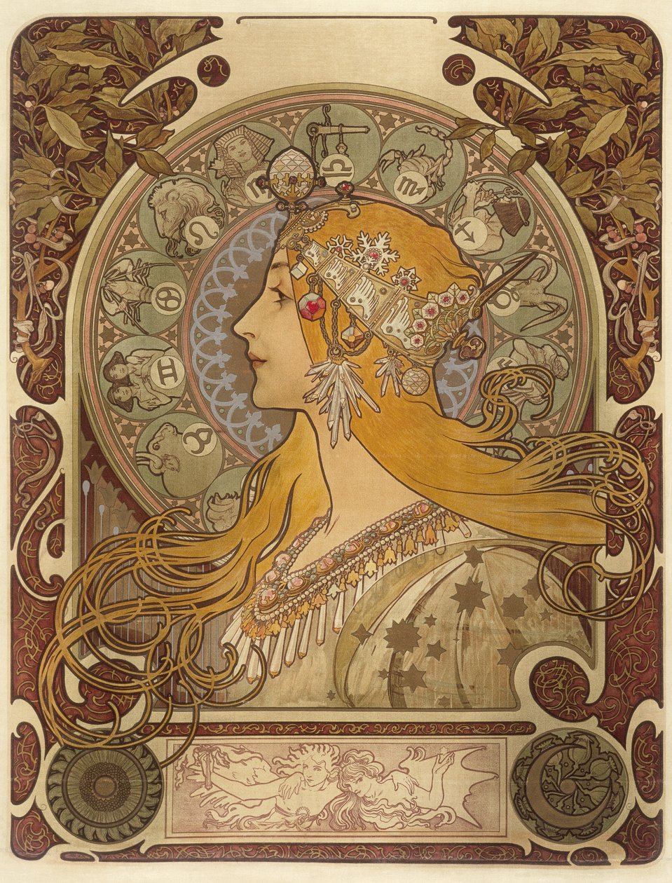 Zodiak, 1896 door Alphonse Mucha