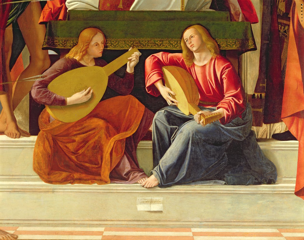 De engel muzikanten, van het altaarstuk van Sint Ambrosius (detail) door Alvise Vivarini