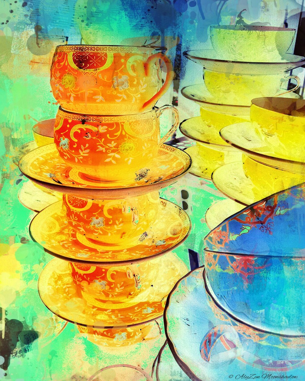 Oranje en gouden stapel, 2014 door AlyZen Moonshadow