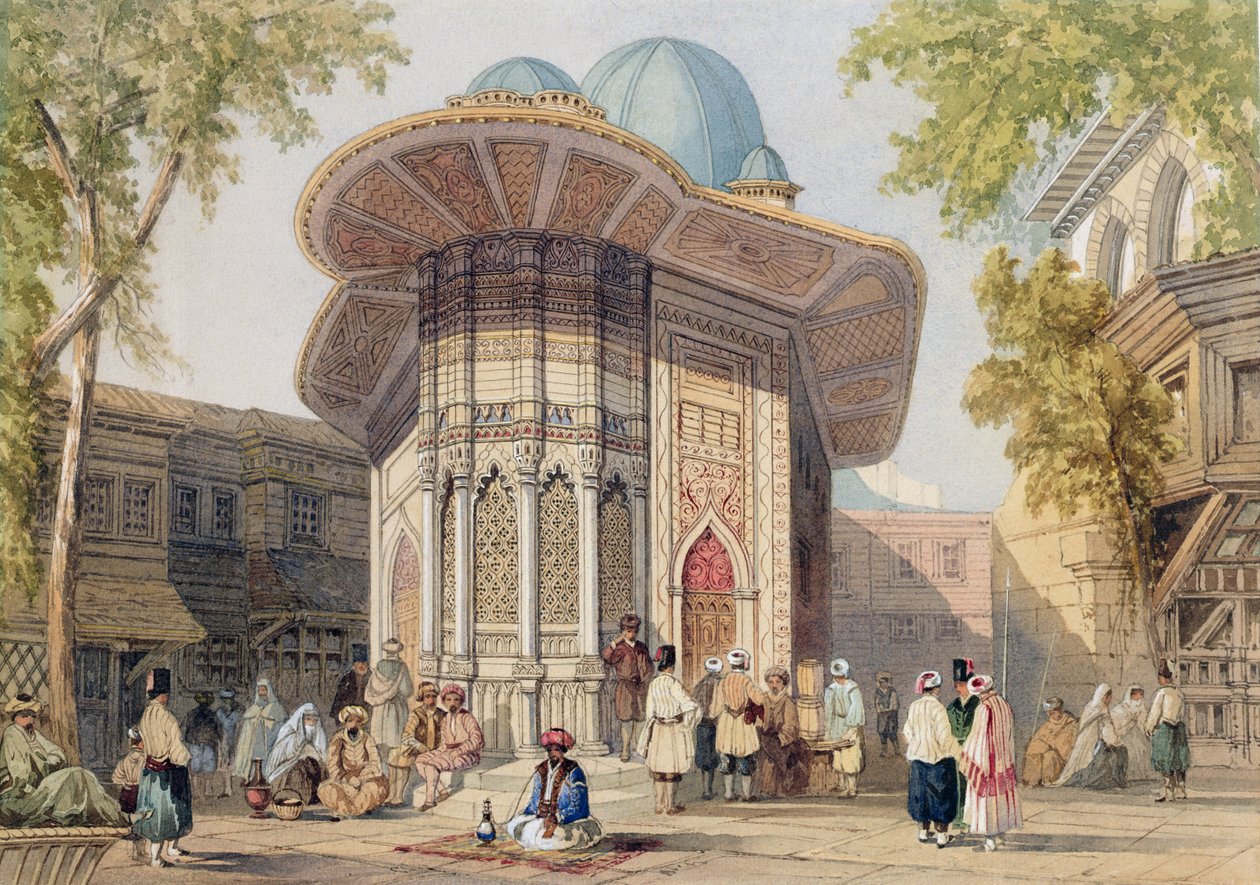 Turkse figuren voor een kiosk door Amadeo Preziosi