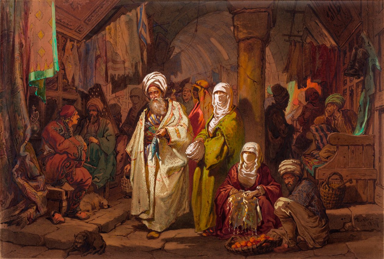De Grote Bazaar door Amadeo Preziosi