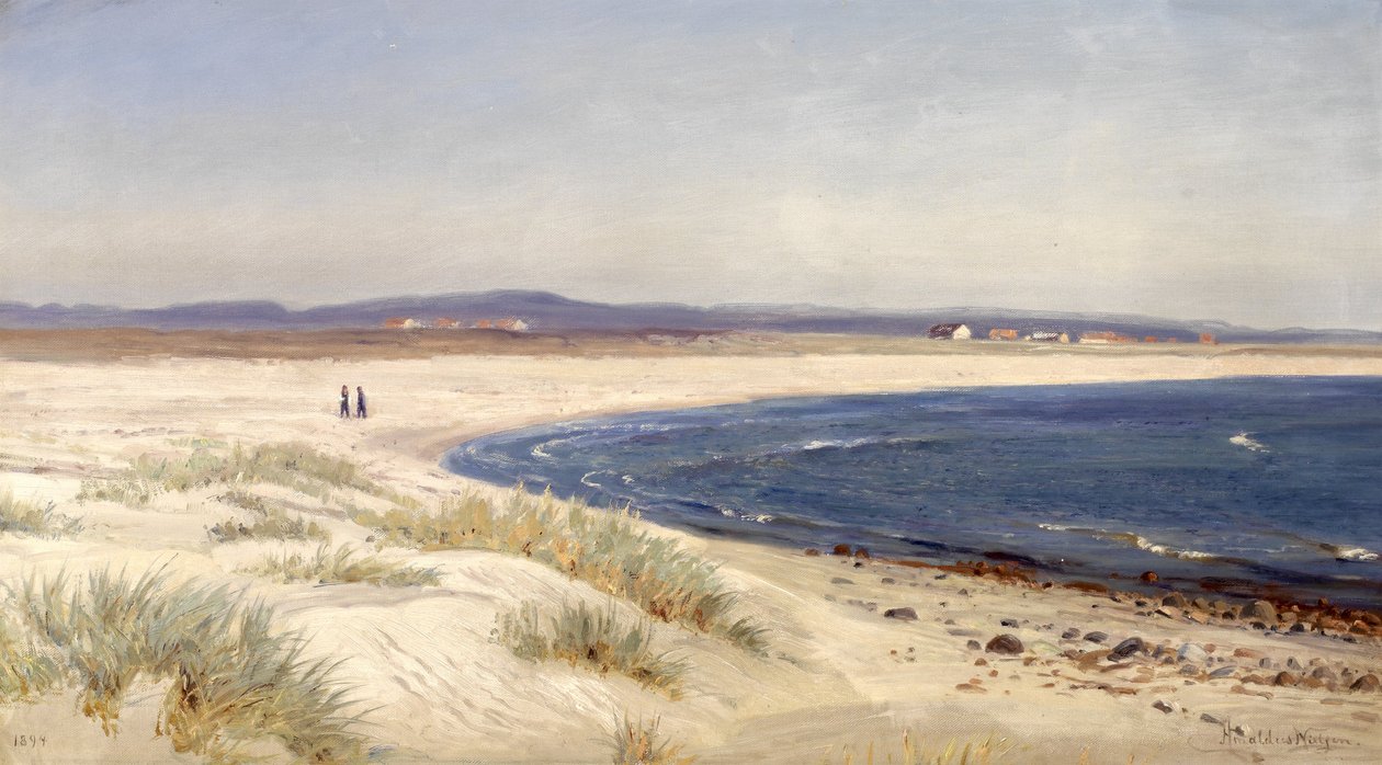 Noors:  Mennesker på en strand Mensen op een strand door Amaldus Nielsen