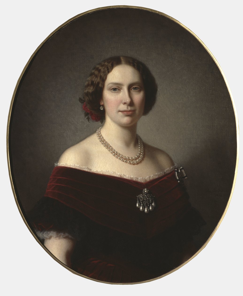 Portret van Louise van Nederland (1828-1871), Koningin van Zweden en Noorwegen door Amalia Lindegren