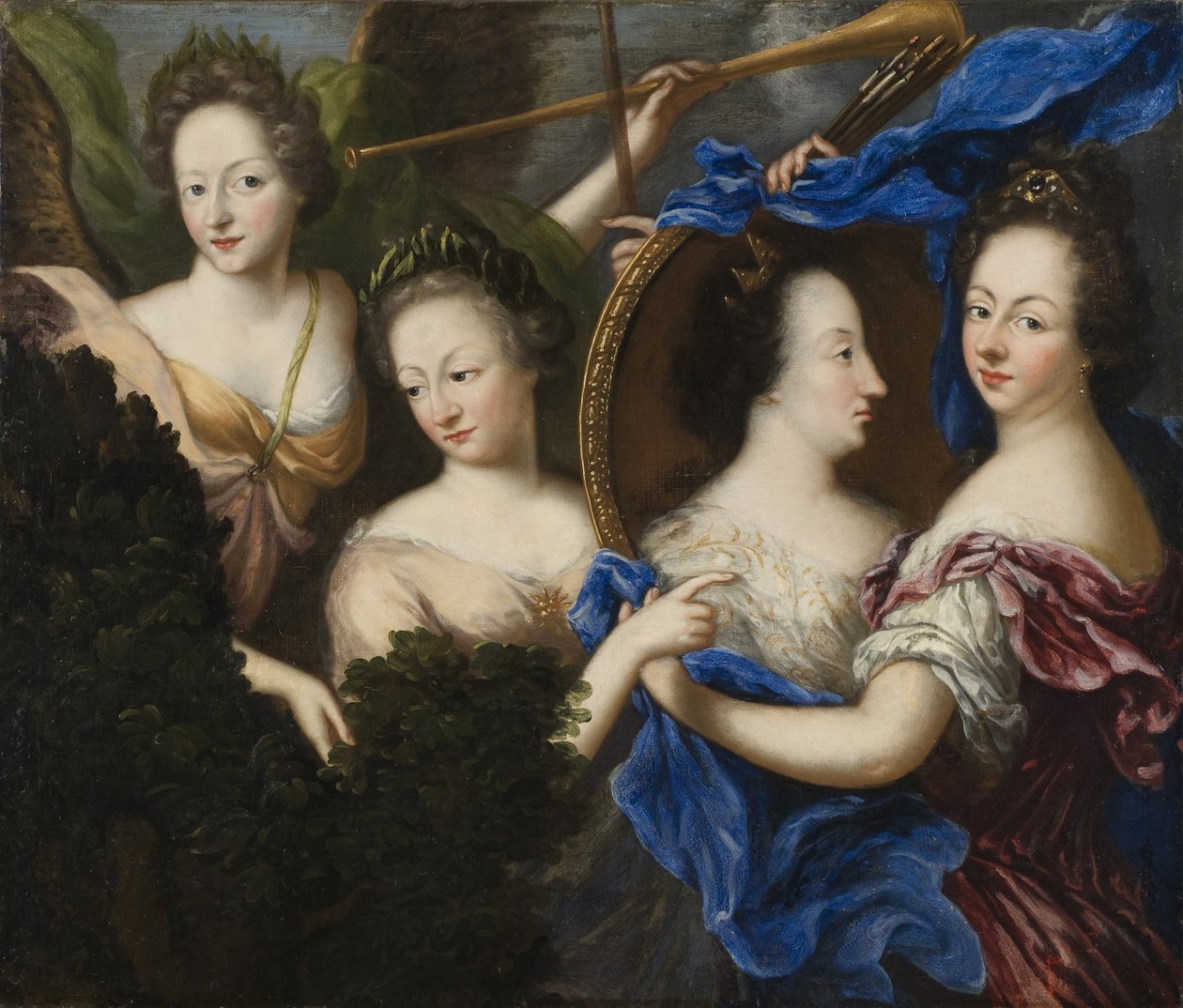 Allegorie met zelfportret en profielportret van Ulrika Eleonora de Oudere door Amalia Wilhelmina von Konigsmarck