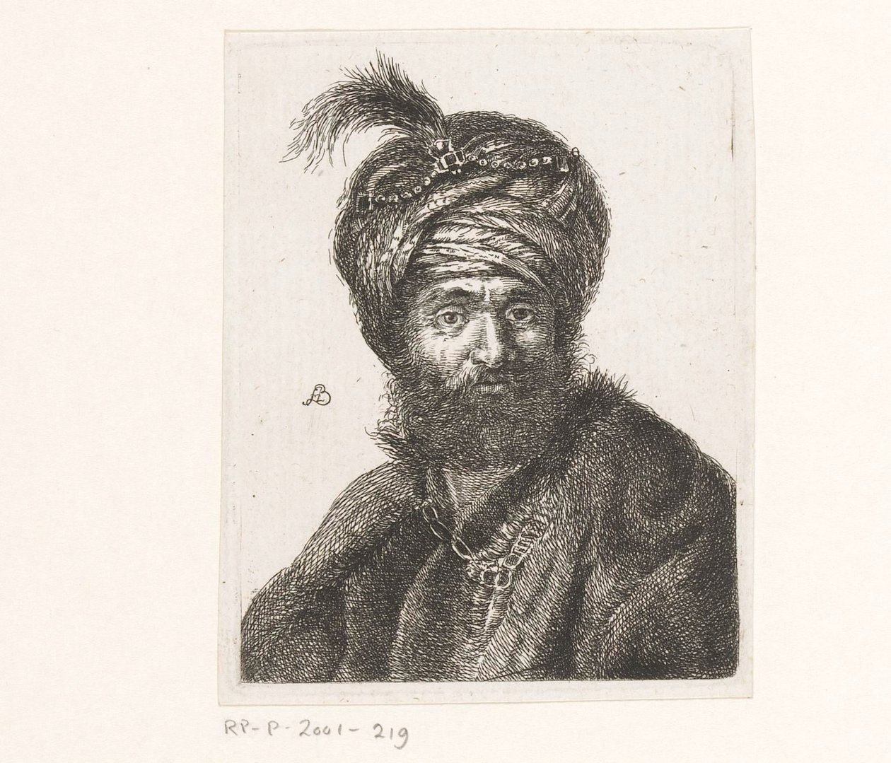 Borstbeeld van een man met een tulband door Amalie Baader