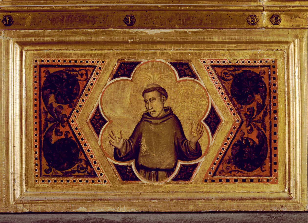 St. Franciscus van Assisi, uit de Kroning van de Maagd Polyptych (midden rechts predella) door Ambrogio Bondone Giotto