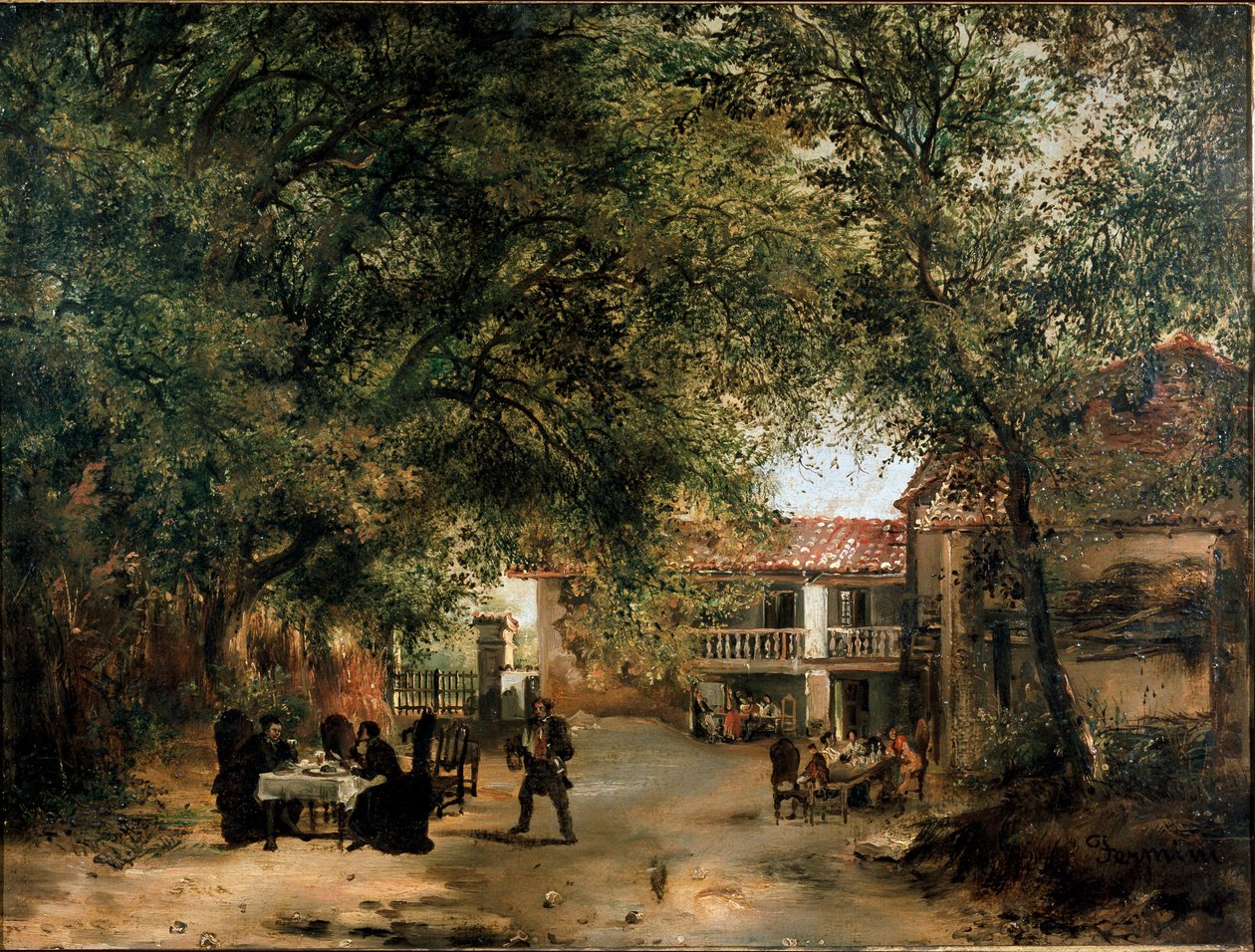 Uitzicht op de herberg van Cazzuola buiten de Vittoria-poort, Milaan door Ambrogio Fermini