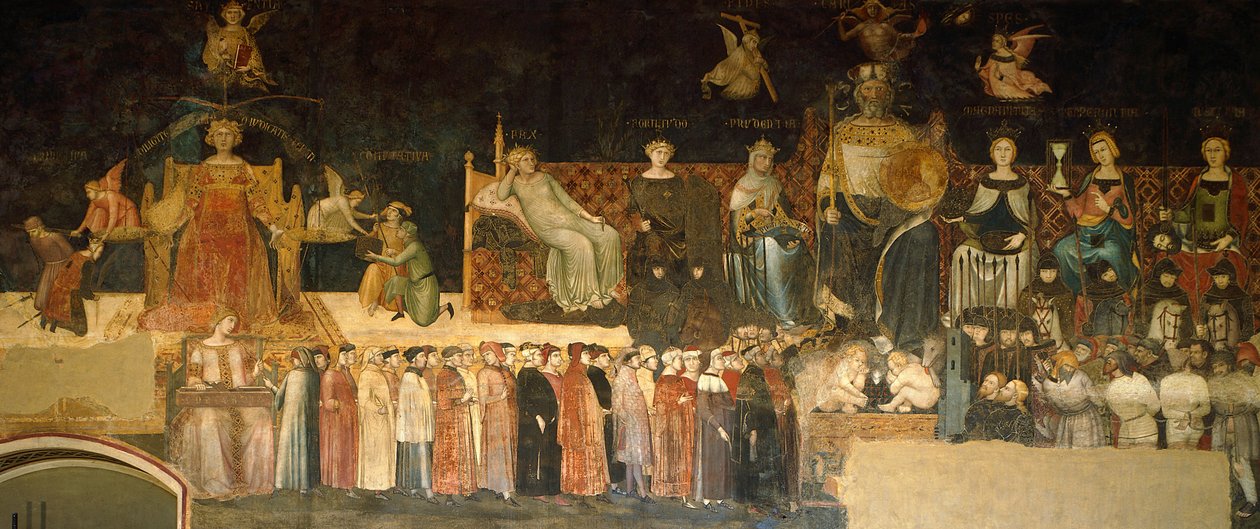 Allegorie van goed bestuur (detail) door Ambrogio Lorenzetti