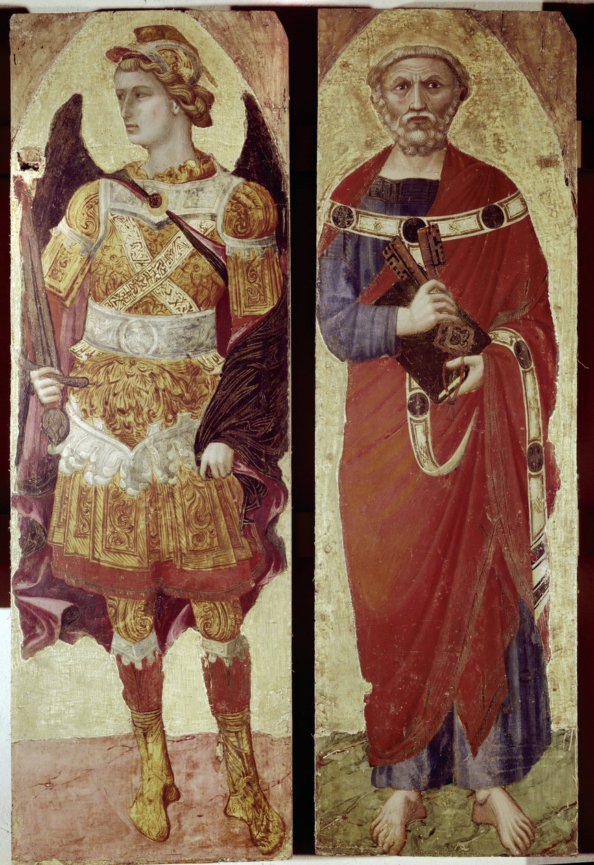 Aartsengel Michaël en Sint Petrus (detail) door Ambrogio Lorenzetti