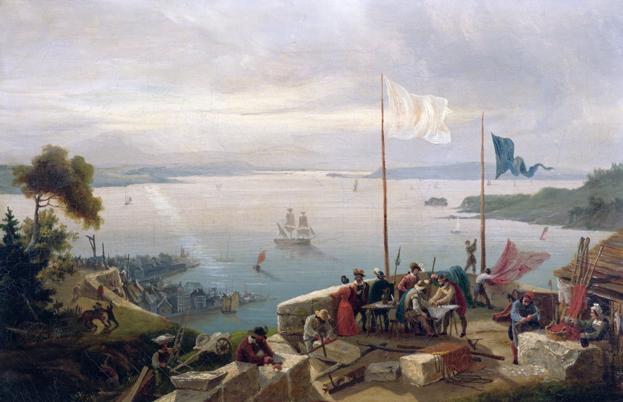 Stichting van de stad Quebec door Samuel de Champlain in 1608, 1848 door Ambroise Louis Garneray
