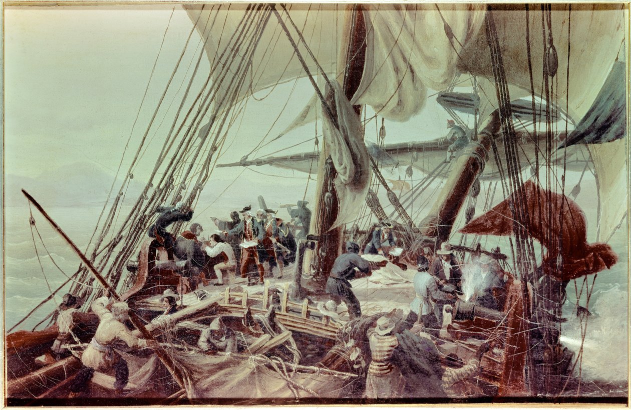 Ontdekking van Louisiana door Louis Antoine, graaf van Bougainville door Ambroise Louis Garneray
