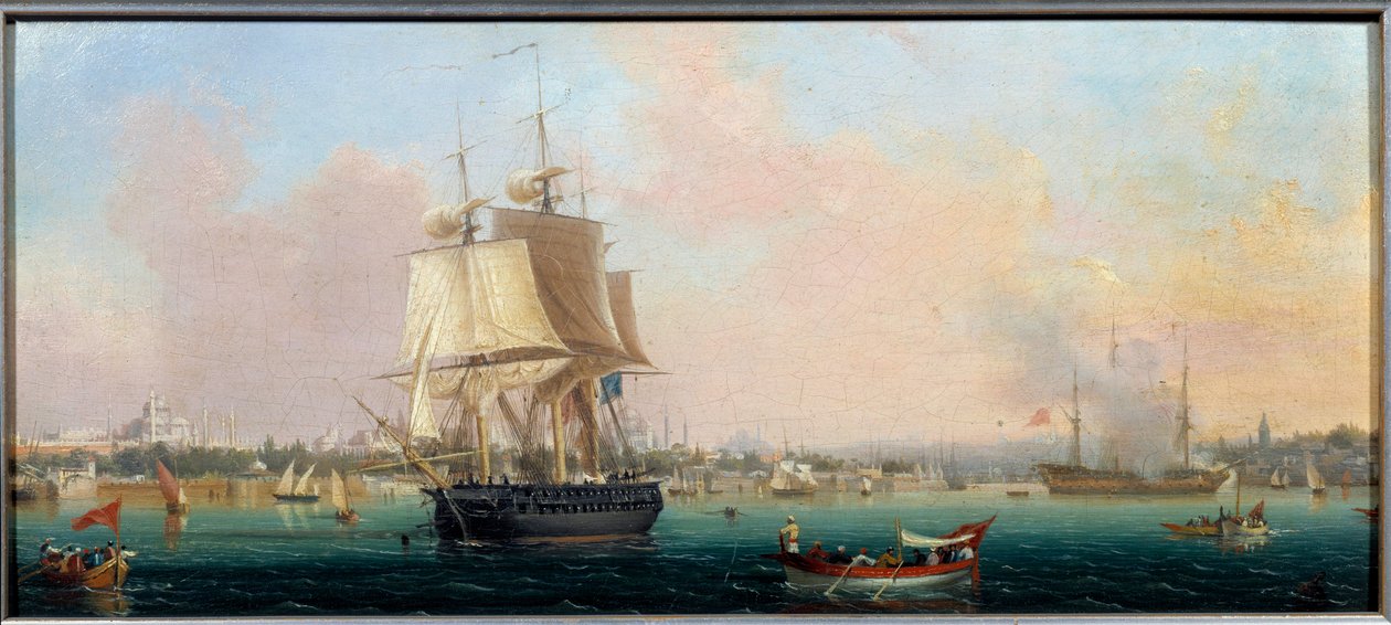 La Belle Choule Apparillant in Constantinopel door Ambroise Louis Garneray