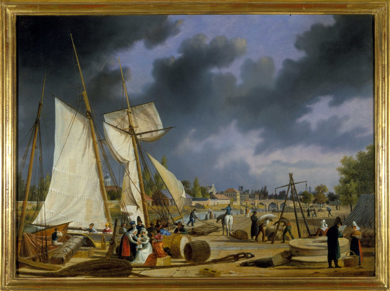 De Haven van Caen, door Louis Garneray, circa 1820 door Ambroise Louis Garneray