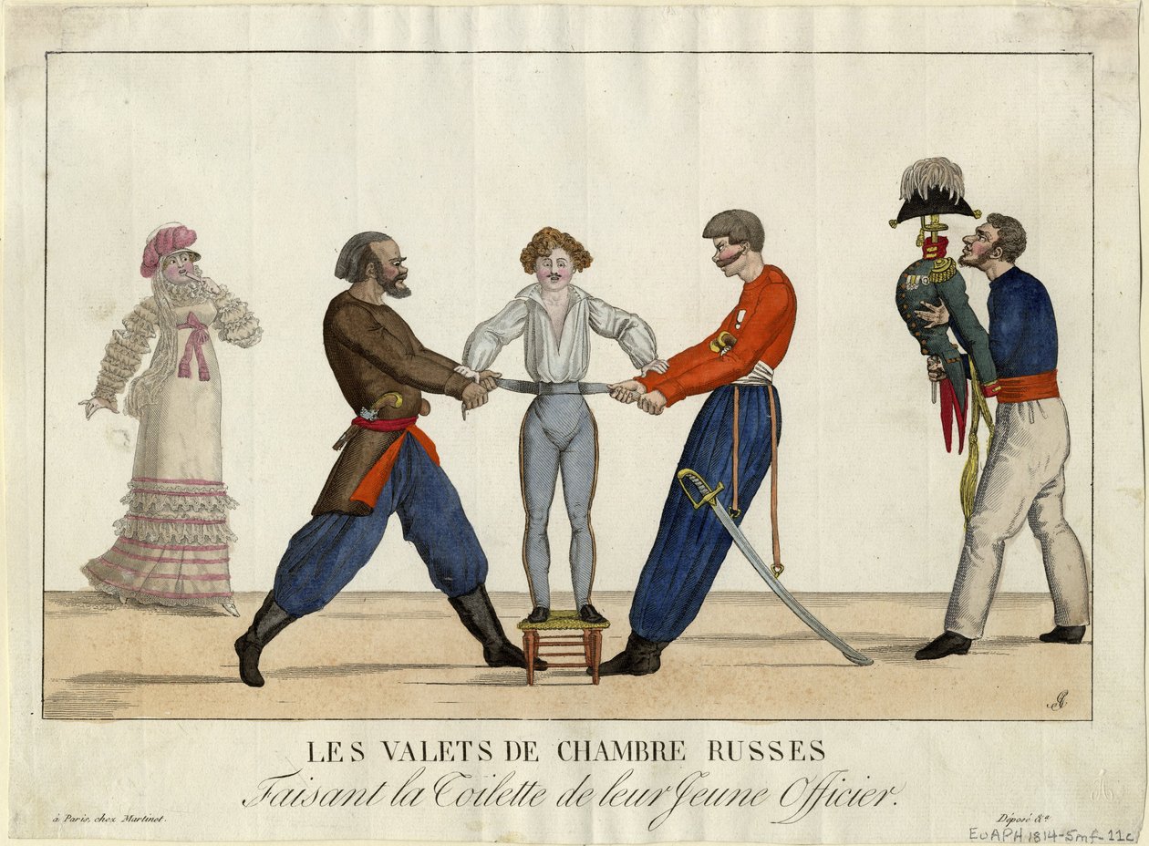 Toilet van een jonge Russische officier, ca. 1815 door Ambroise Louis Garneray
