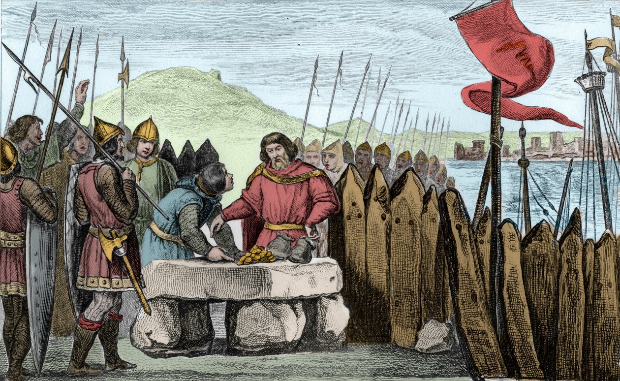 Karel III de Dikke (839-88) betaalt de Viking-invallers af in 886 - Karel III 3 le Gros (839-888) Keizer van het Westen (881-887) en Regent van Frankrijk (884-887) kampte onder de muren van Parijs zonder te durven vechten tegen de Noormannen, en verkoos hu door Ambroise Tardieu
