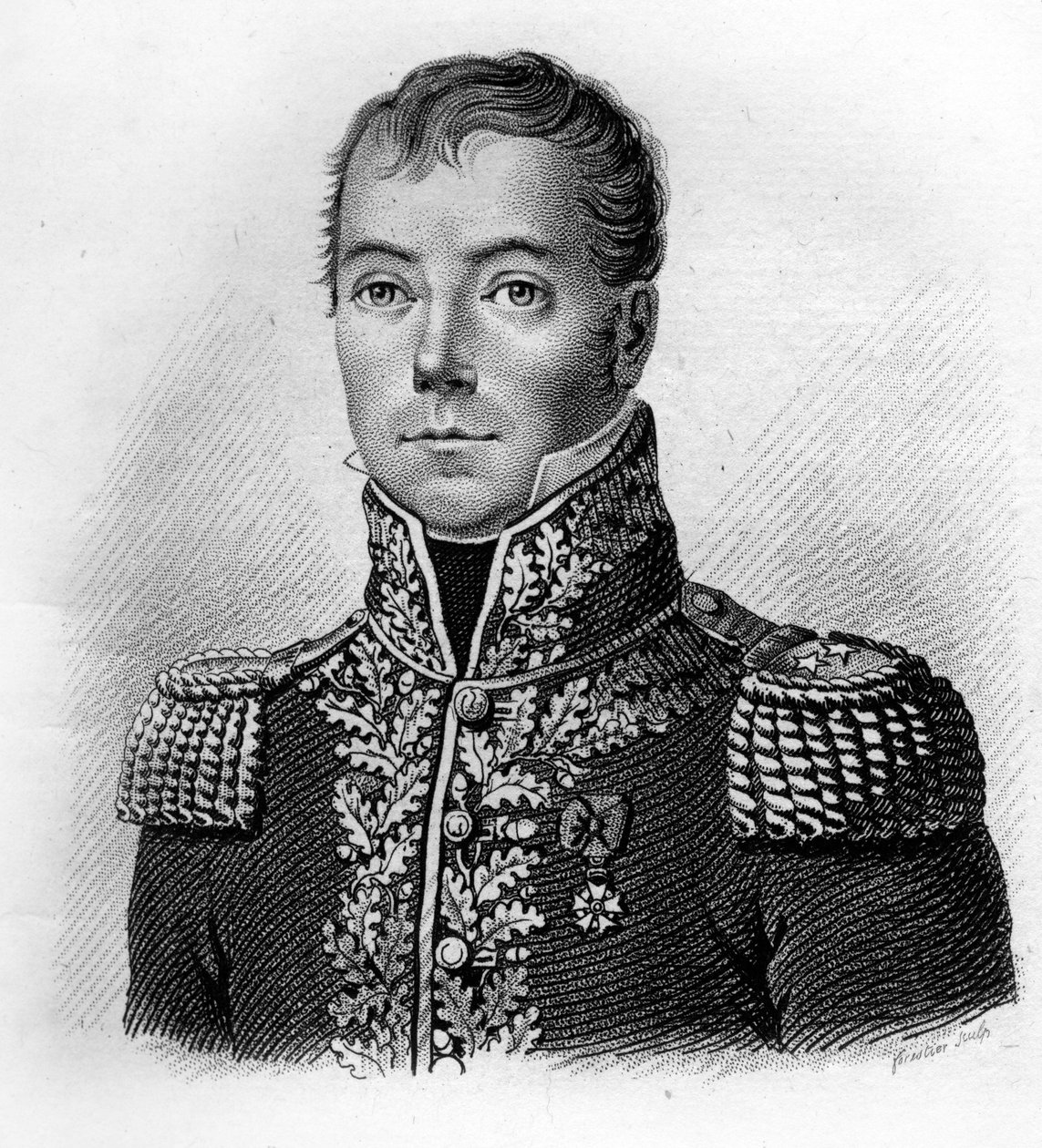 Generaal Jean Pierre BECHÉ. 1770-1814. in Portraits des Généraux Français. Gegraveerd door Ambroise Tardieu in 1818. Stella Collectie door Ambroise Tardieu