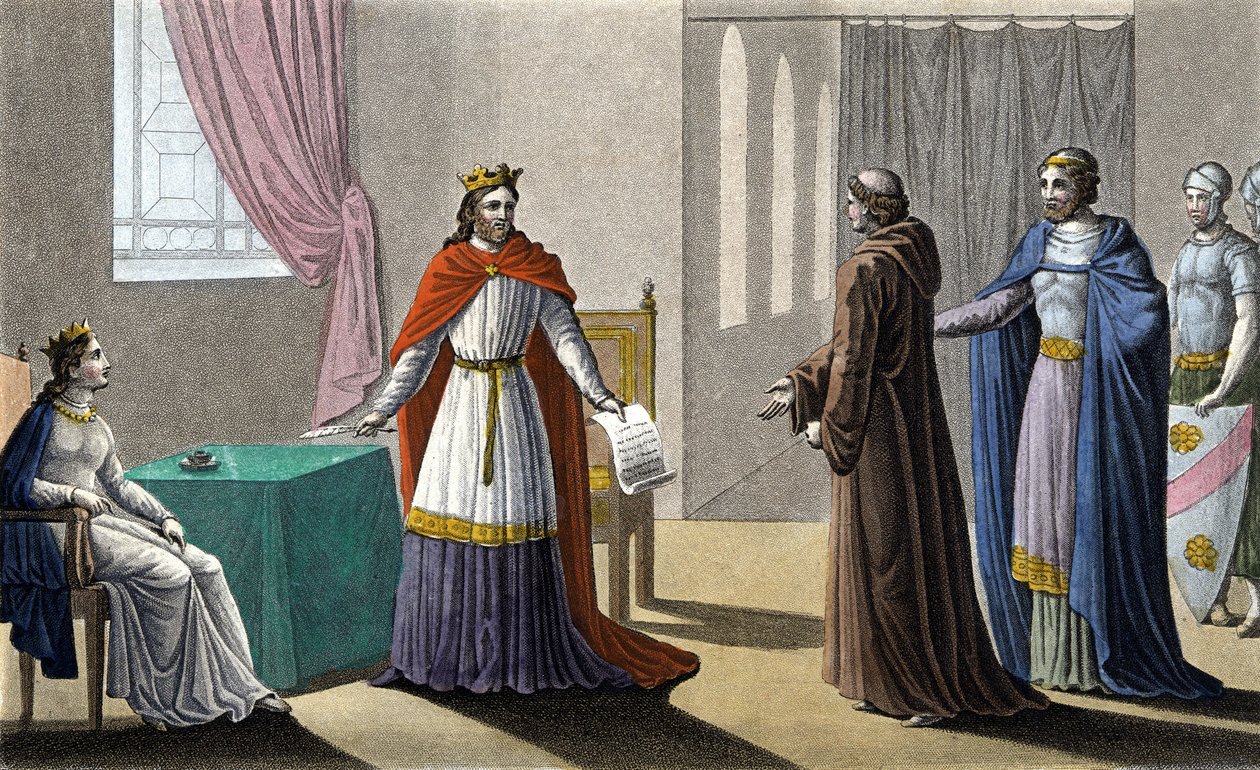 Lodewijk VII begon de 2e Kruistocht op advies van Sint Bernardus van Clairvaux (San Bernardo di Chiaravalle) en ondanks de tegenstand van abt Suger, aan wie hij het bestuur van het koninkrijk overliet tijdens zijn afwezigheid en dat van koningin Alienor va door Ambroise Tardieu