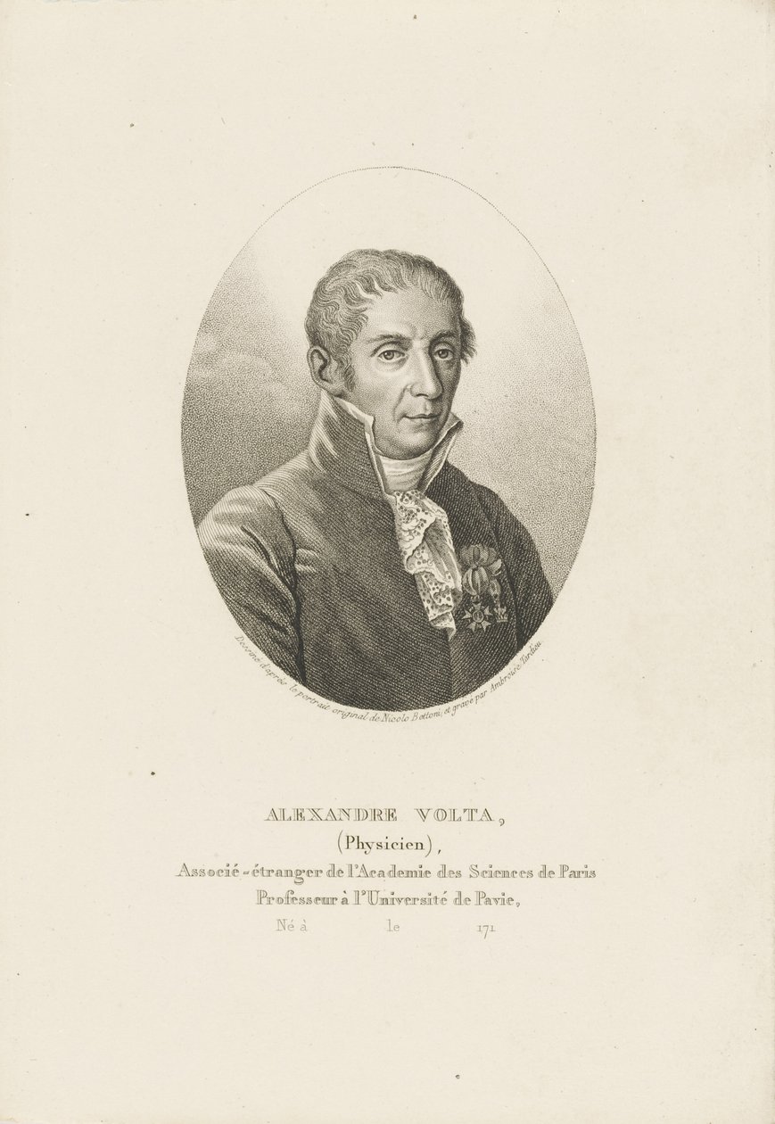 Portret van Alessandro Volta 1745-1827, ca 1820 door Ambroise Tardieu