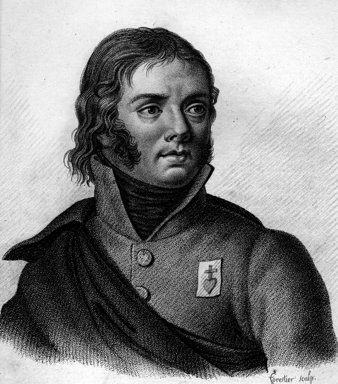 Portret van Charles Melchior Arthus, Marquis de Bonchamps (1760-1793), generaal. Grave door Ambroise Tardieu in 1818. Stella Collectie. door Ambroise Tardieu