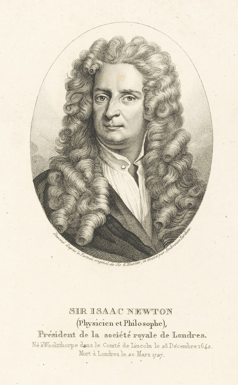 Portret van Sir Isaac Newton 1642-1727, c. 1830-1840 door Ambroise Tardieu
