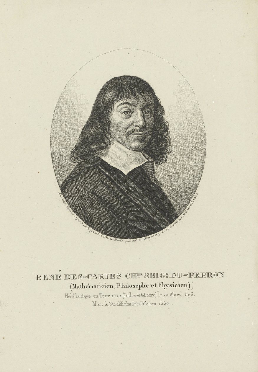 Portret van de filosoof René Descartes 1596-1650, ca 1820 door Ambroise Tardieu