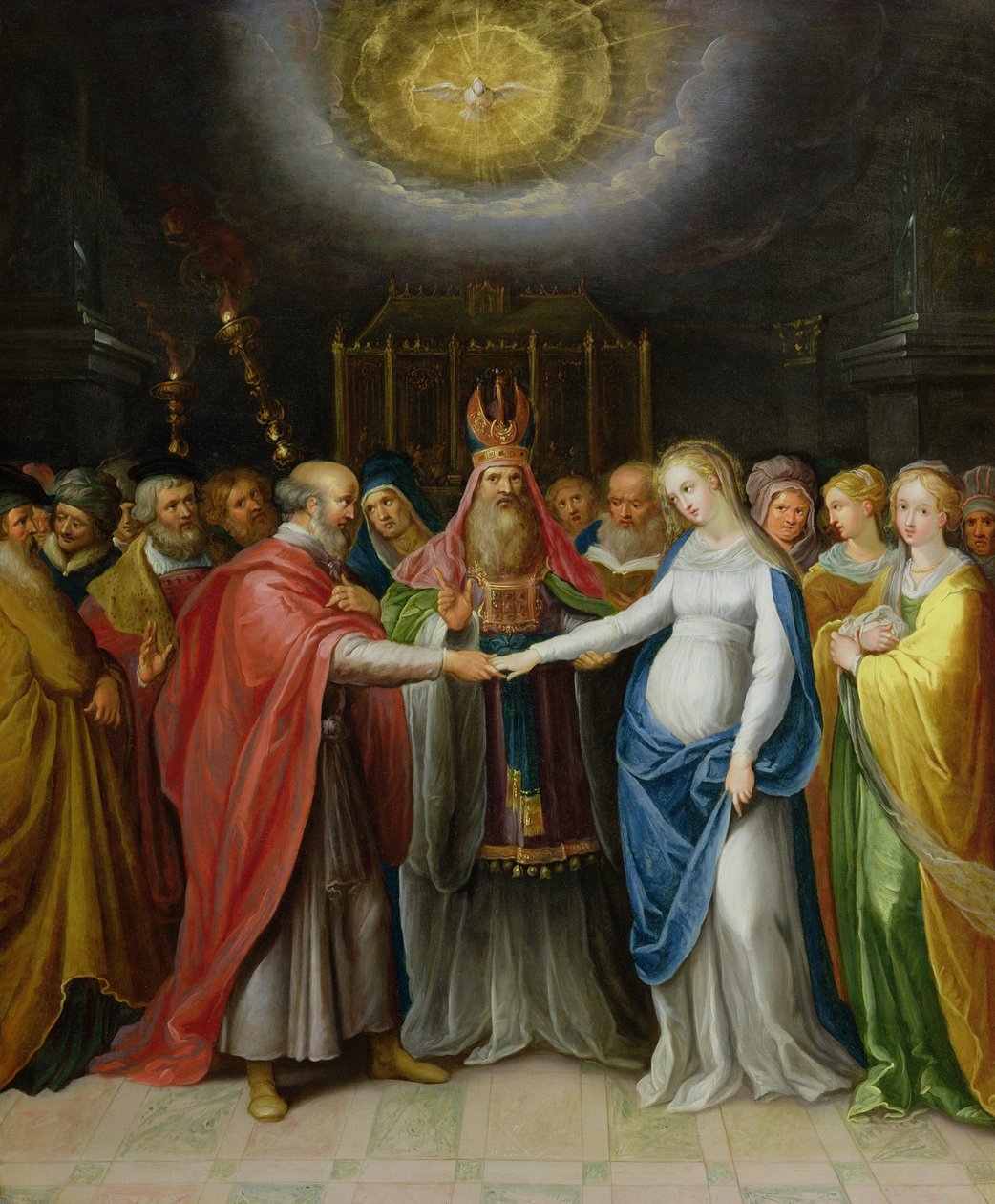 Verloving van de Maagd (olie op koper) door Ambrosius II Francken or Franck
