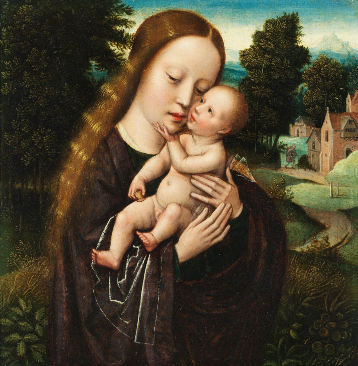 Ambrosius Benson Maria met het Kind in landschap door Ambrosius Benson