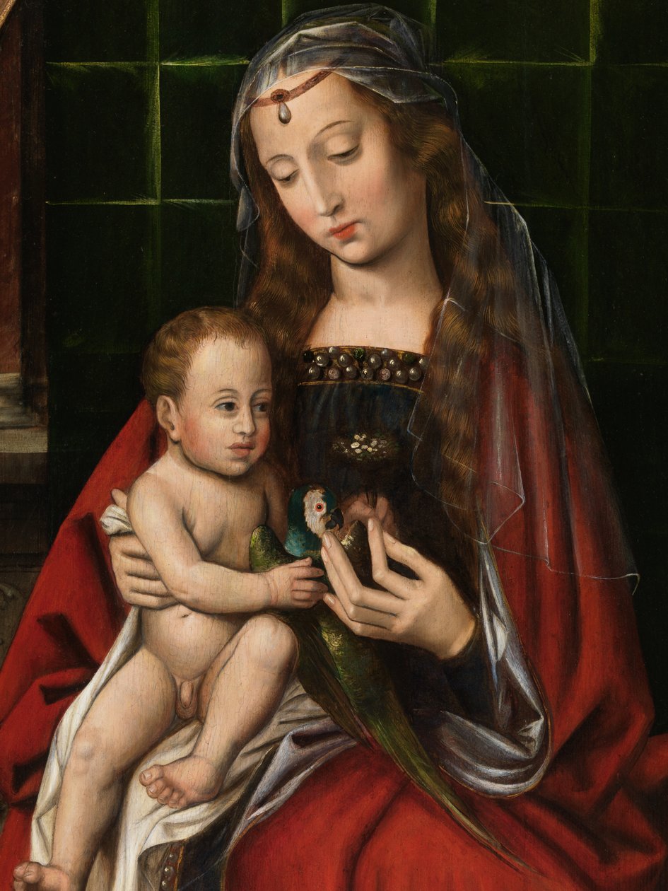 Detail van Madonna door Ambrosius Benson