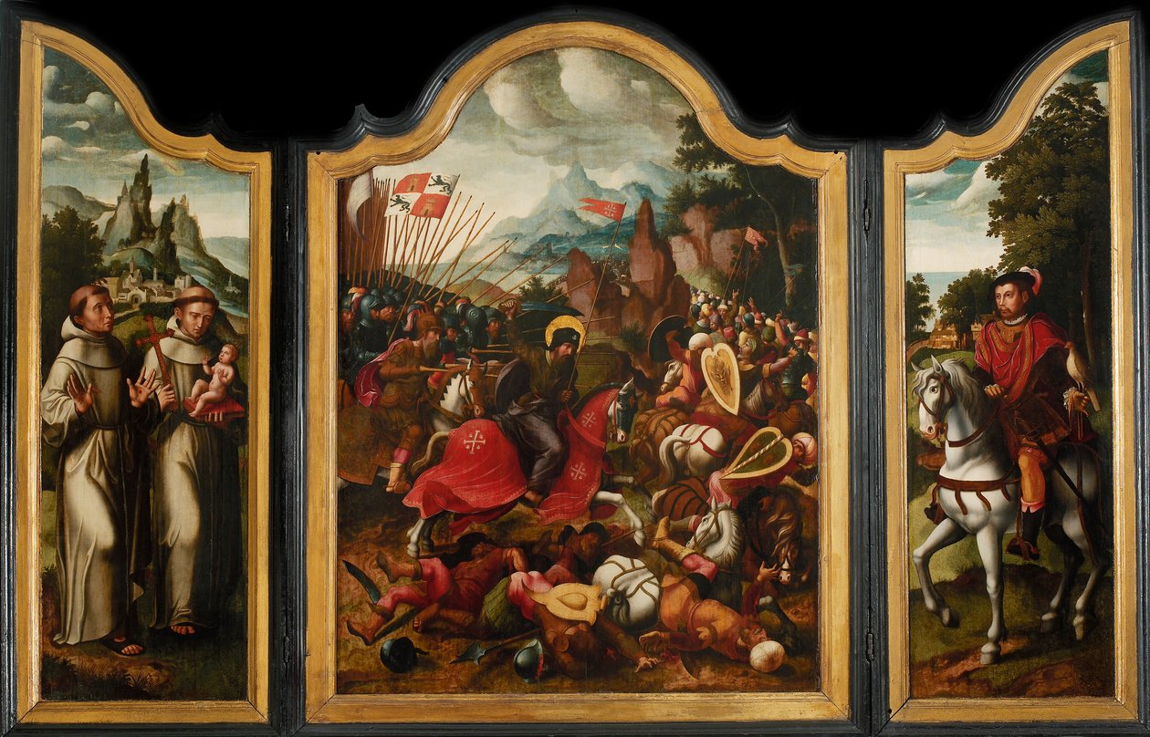 De Slag bij Clavijo, ca. 1525-1550 door Ambrosius Benson