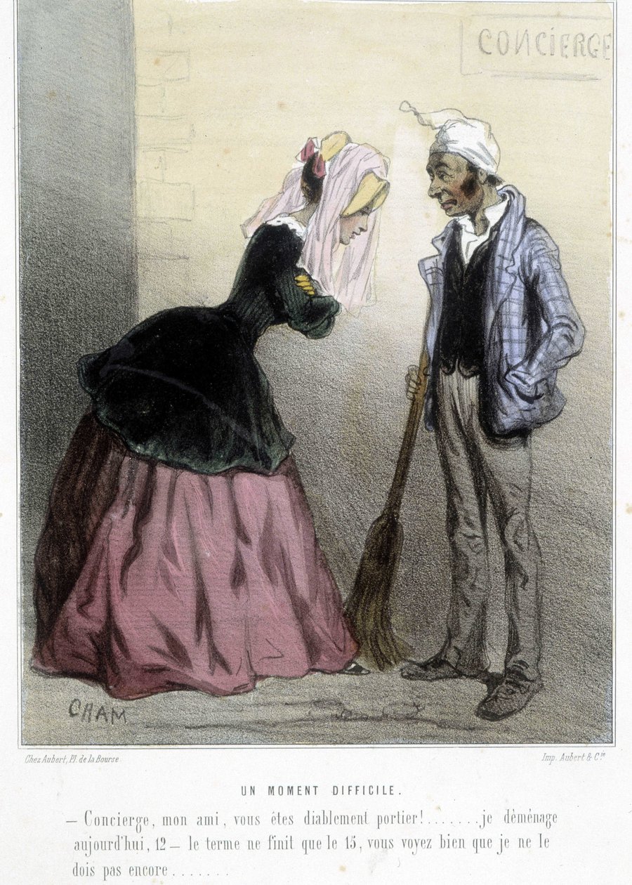 Een moeilijk moment (de huur) - in "Madeleines" door Cham, v.1870-1880 door Amédée de Noé
