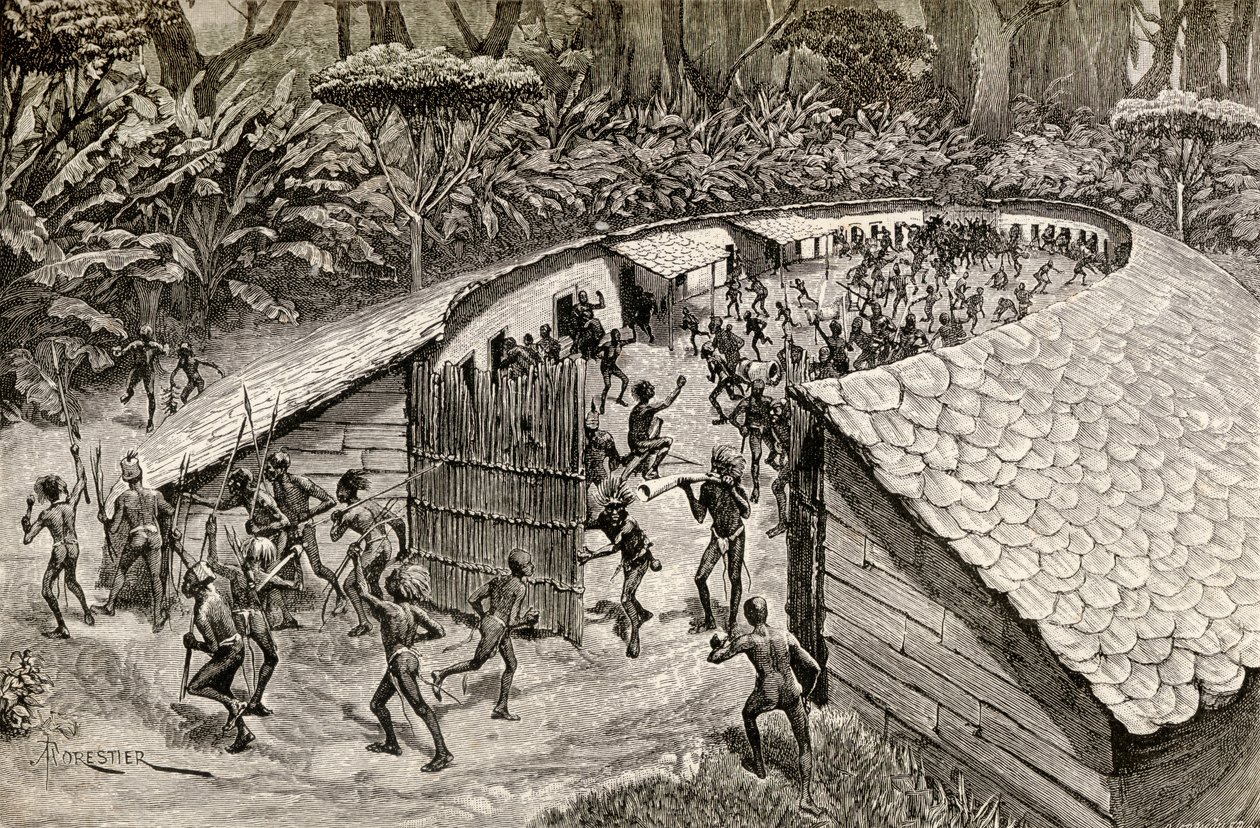 De Inboorlingen van Iyugu Bereiden Zich Voor op de Oorlog, 1890 door Amedee Forestier