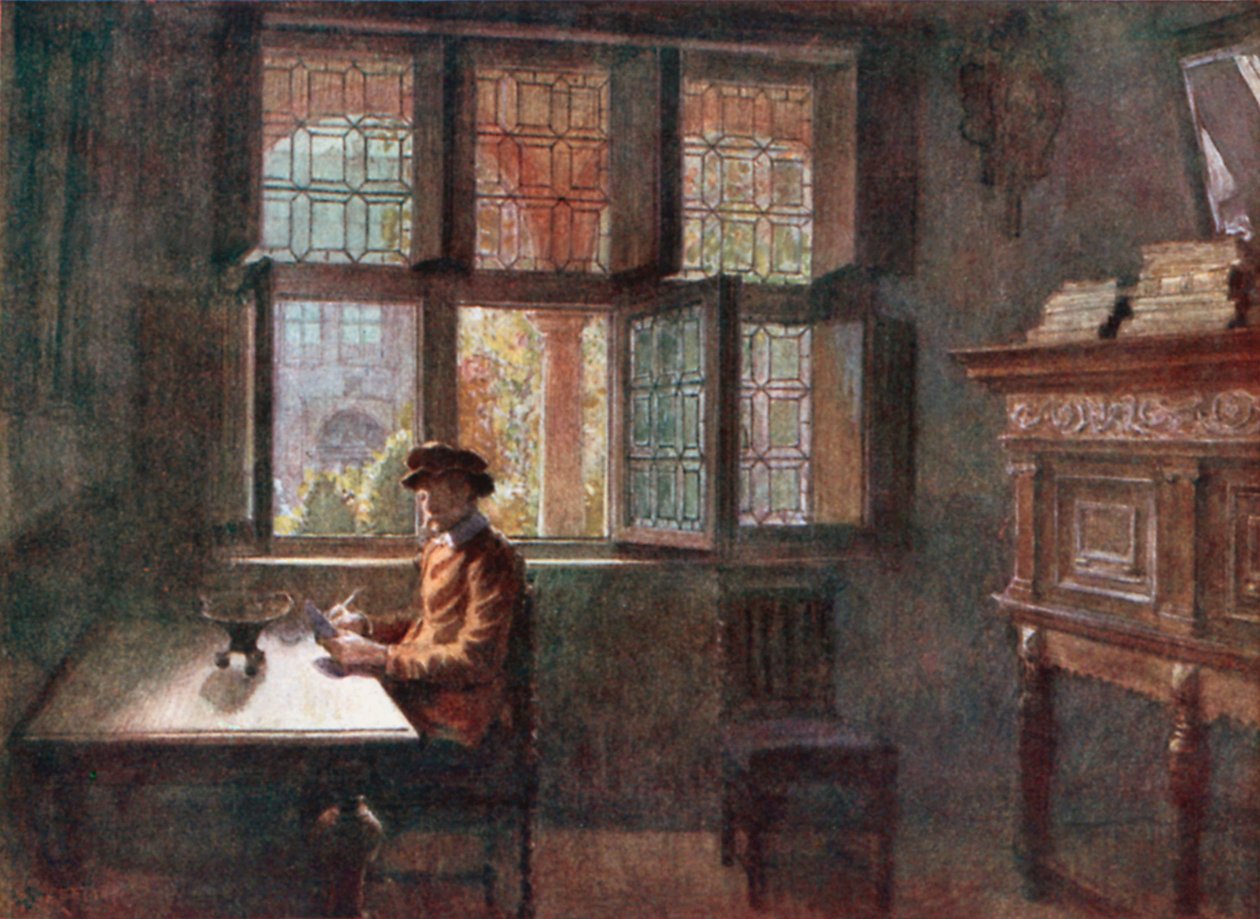 Het Museum Plantin-Moretus (de Arriereboetiek), Antwerpen (kleurenlitho) door Amedee (after) Forestier